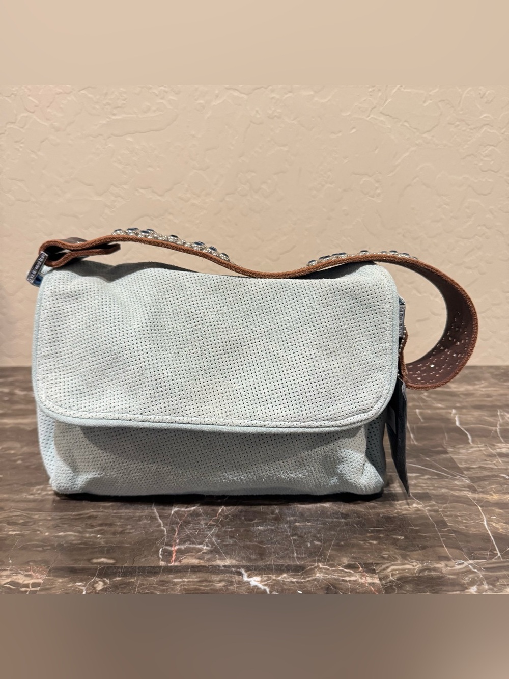 NEW Tylie Malibu Suede Rhinestone Strap Shoulder Bag
